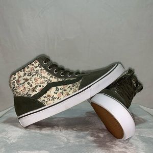 Vans Milton Sk8 Green Floral Suede Lace Up High women’s size 8 RARE *NEW*